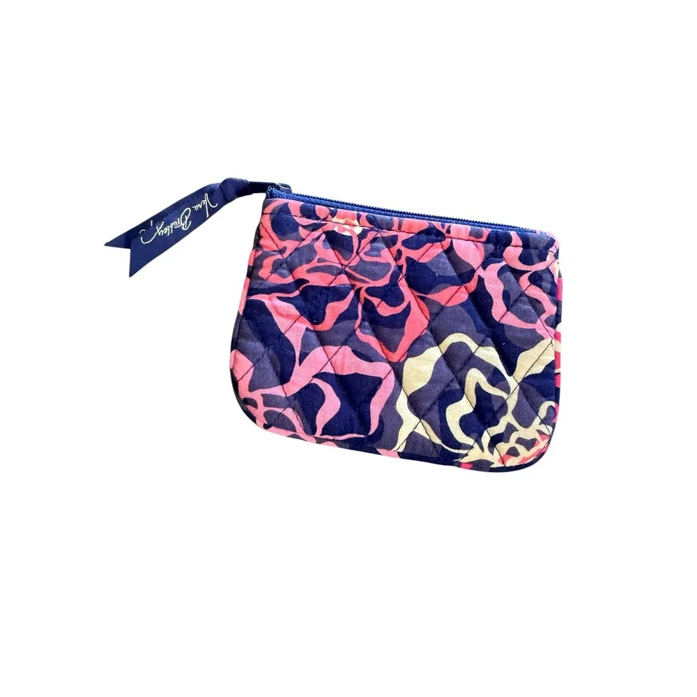 Vera Bradley Quilted Cotton Coin Purse Katalina Pink Floral Zip Pouch Accessory - Picture 1 of 3